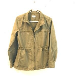 J Crew barn/chore jacket khaki women S pockets full zip cottage core norm core